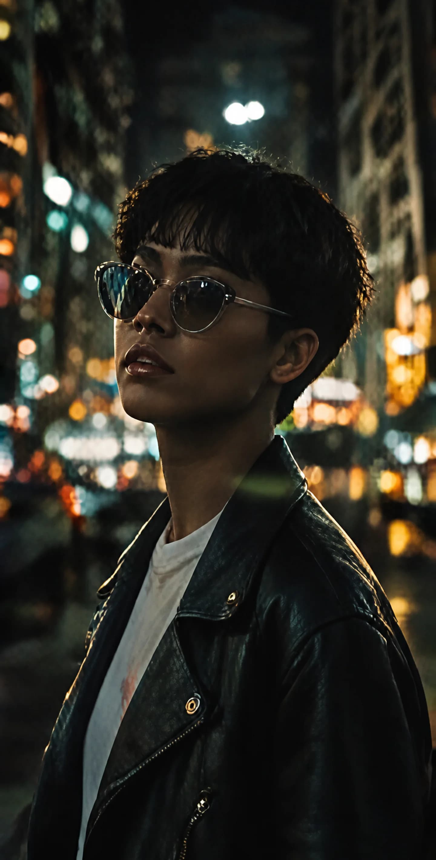 Belirgin ama kontrollü tek renkli gren taşıyan dokulu bir gece fotoğrafı